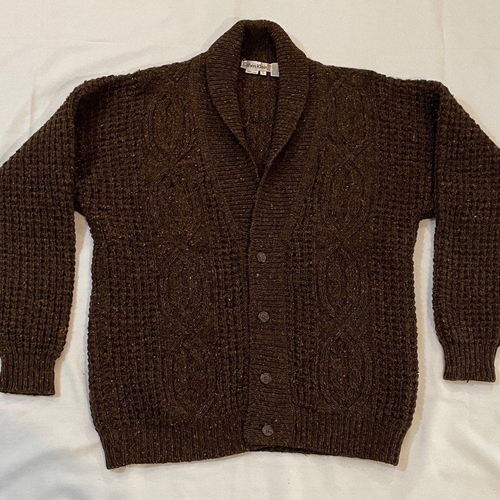 Calvin Klein vintage 80’sMen's Rich Brown Cardigan Sweater
